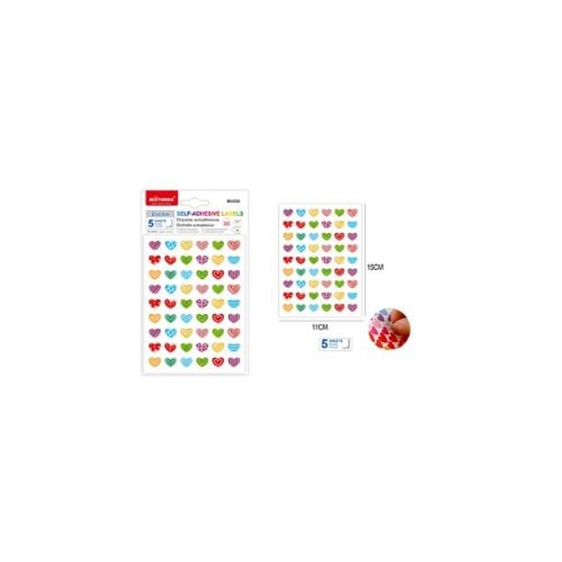 GENERICO - Etiquetas Autoadhesivas Corazones 5 Pcs