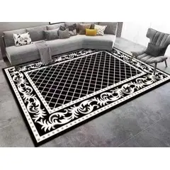 GENERICO - ALFOMBRA ANTIDESLIZANTE 180x200 CM CON DISEÑO CUADROS NEGROS TF