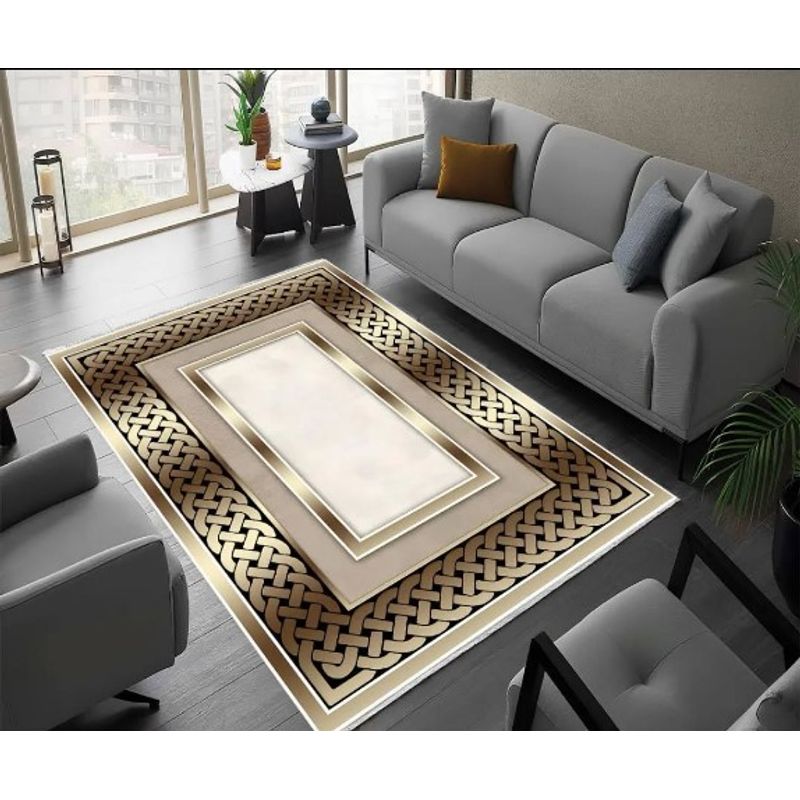 GENERICO - ALFOMBRA ANTIDESLIZANTE 180x200 CM CON DISEÑO DORADOS TF