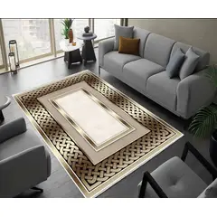GENERICO - ALFOMBRA ANTIDESLIZANTE 180x200 CM CON DISEÑO DORADOS TF