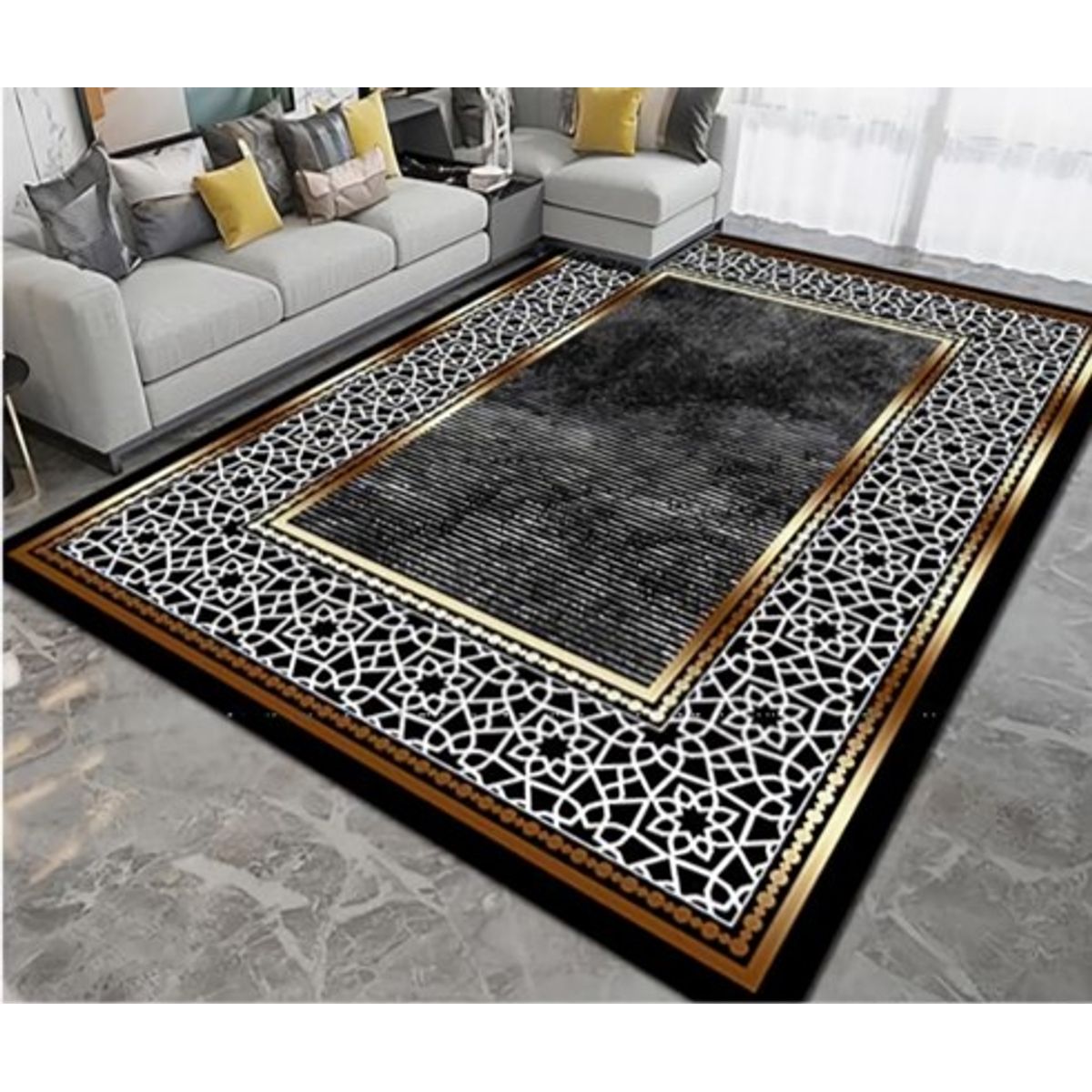 GENERICO - ALFOMBRA ANTIDESLIZANTE 180x200 CM CON DISEÑO GRIS JASPEADO TF