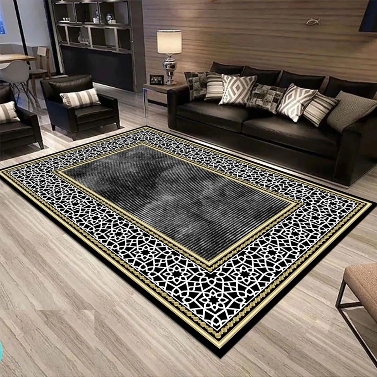 GENERICO - ALFOMBRA ANTIDESLIZANTE 180x200 CM CON DISEÑO GRIS JASPEADO TF