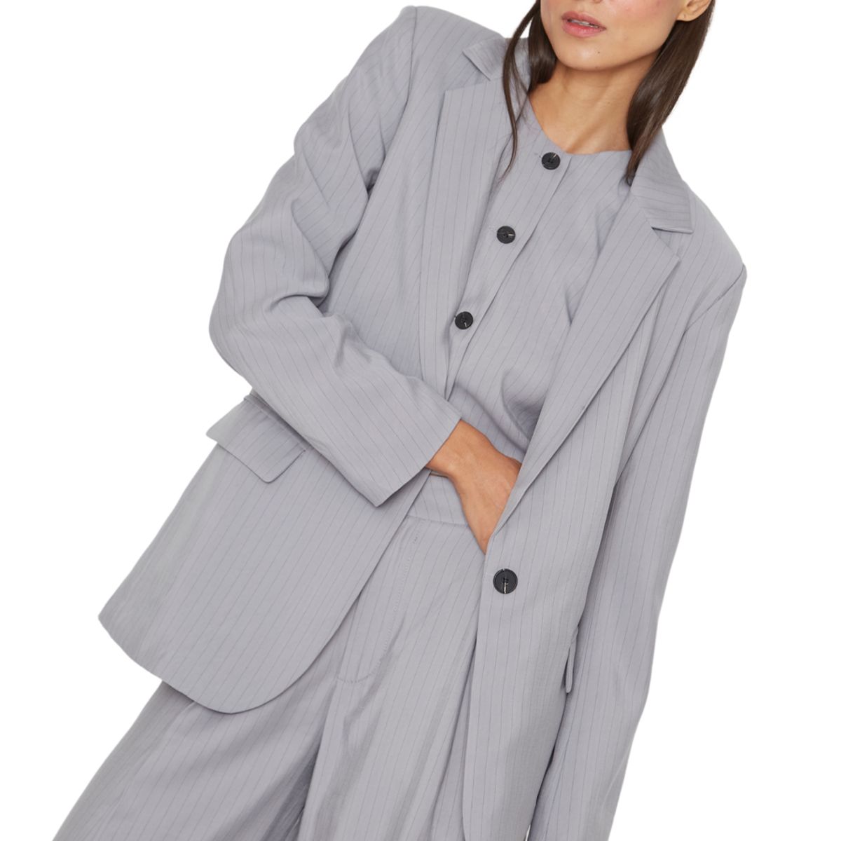 JACINTA TIENDA - Blazer Oxford rayas Gris Jacinta Tienda
