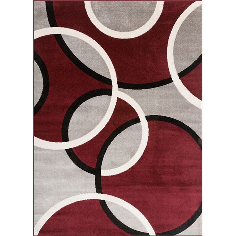 GENERICO - ALFOMBRA ANTIDESLIZANTE 180x200 CM CON DISEÑO CIRCULOS BURDEOS TF