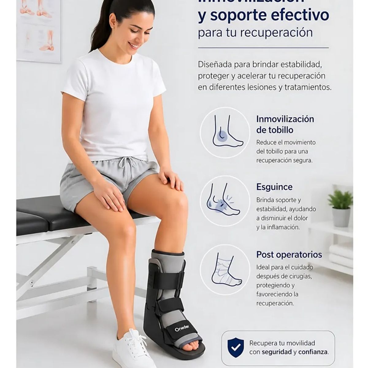 GENERICO - Bota Ortopédica Corta Cam Walker Adultos Premium Oneder Talla S