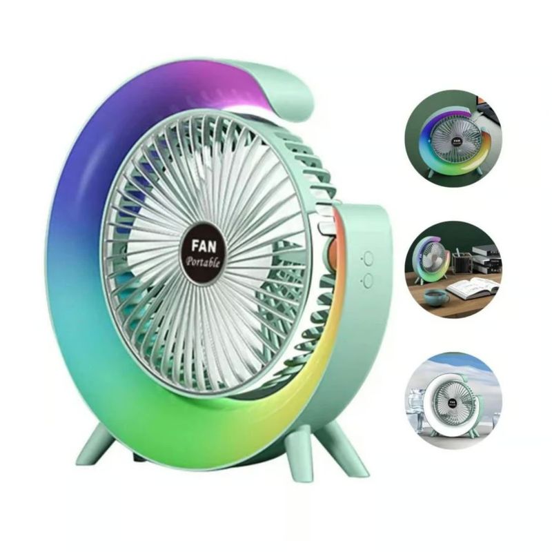 GENERICO - Ventilador De 3 Velocidades Para Escritorio Con Luces Rgb