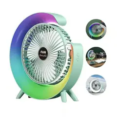GENERICO - Ventilador De 3 Velocidades Para Escritorio Con Luces Rgb