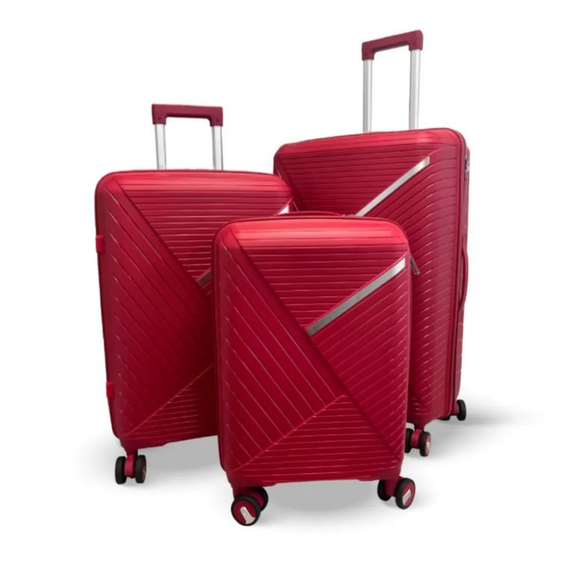 GENERICO - Set 3 Maletas Rigidas Ruedas 360 Rojo Ultra Resistente Elegantes