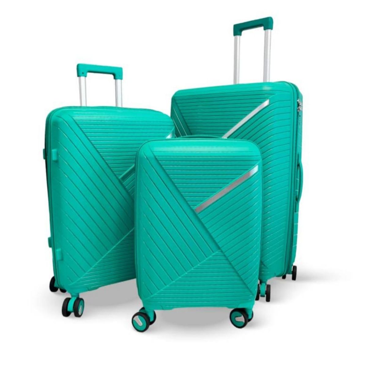 GENERICO - Set 3 Maletas Rigidas Ruedas 360 Turquesa Ultra Resistente Elegantes