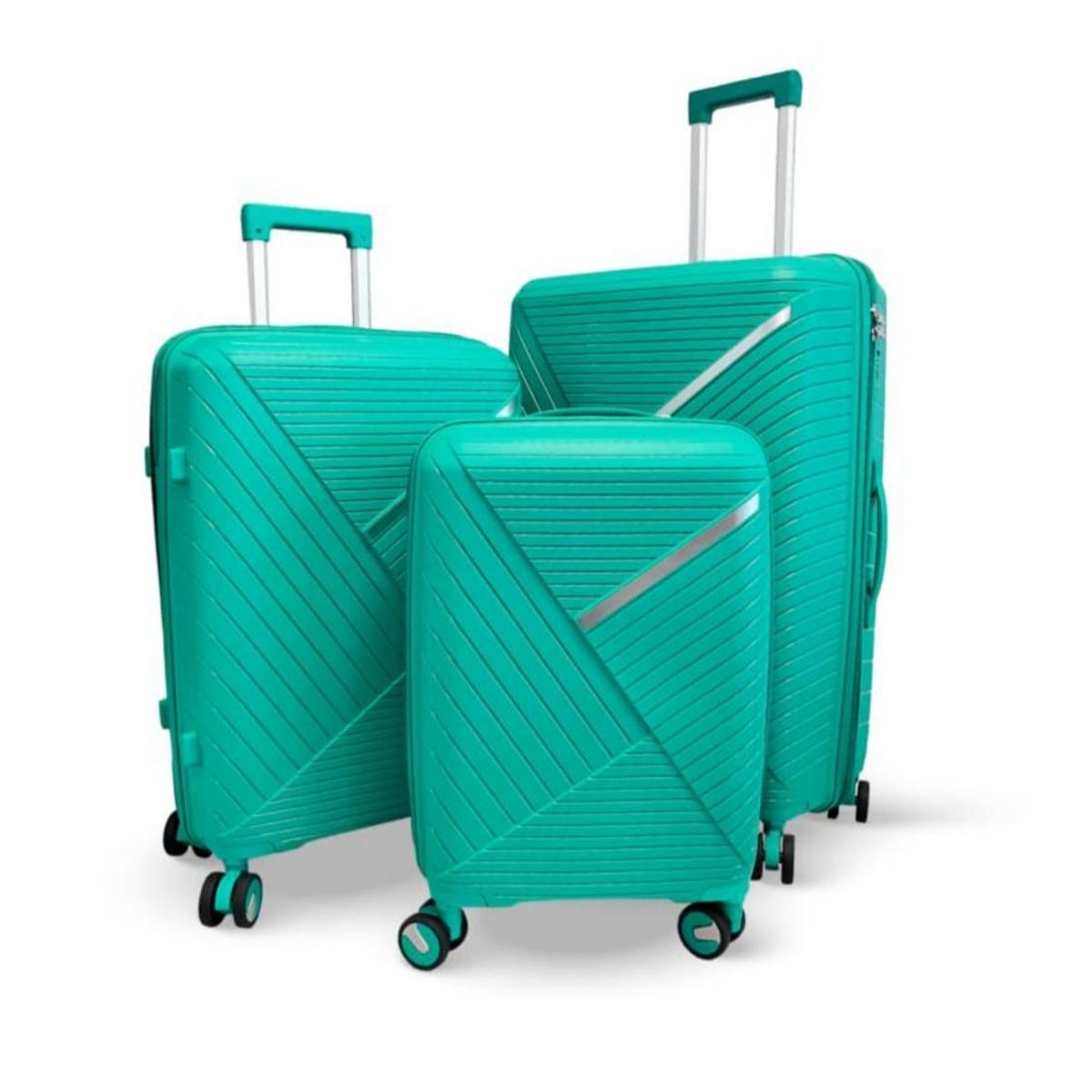 GENERICO - Set 3 Maletas Rigidas Ruedas 360 Turquesa Ultra Resistente Elegantes