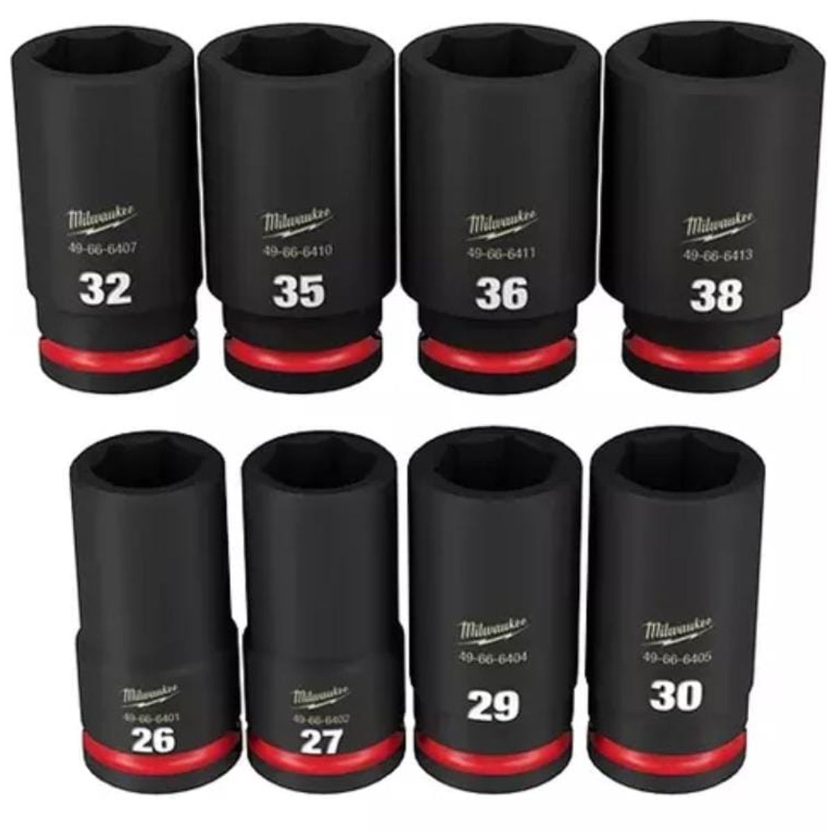 MILWAUKEE - Juego dados impacto largo 3/4" hexagonales 8 piezas 26-38mm MILWAUKEE