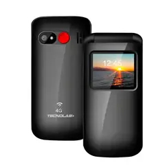TECNOLAB - Telefono Senior Adulto Mayor Tipo Almeja 4G Negro