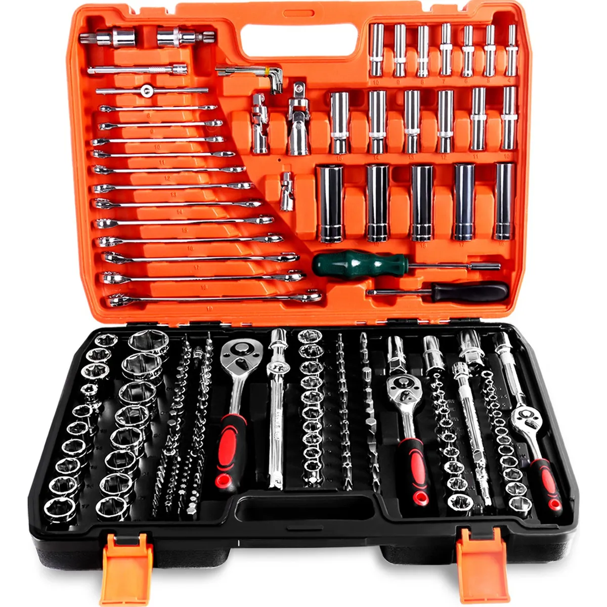 GENERICO - Set Caja Dado Herramienta 216 Pzas Ratchet 1/2 3/8 Y 1/4"