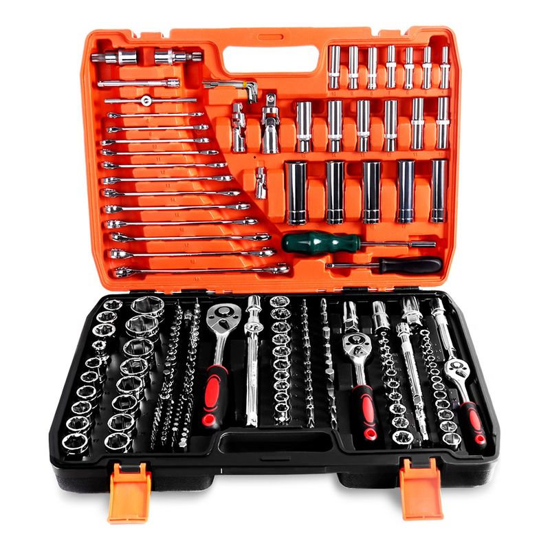 GENERICO - Set Caja Dado Herramienta 216 Pzas Ratchet 1/2 3/8 Y 1/4"