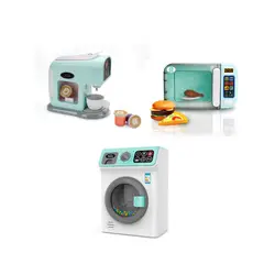 GENERICO - Pack 3x Microonda Lavadora Y Maquina De Cafe Infantil