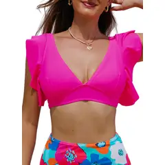 GLORIAHOON - Traje De Baño Top Bikini Parte De Arriba Fucsia