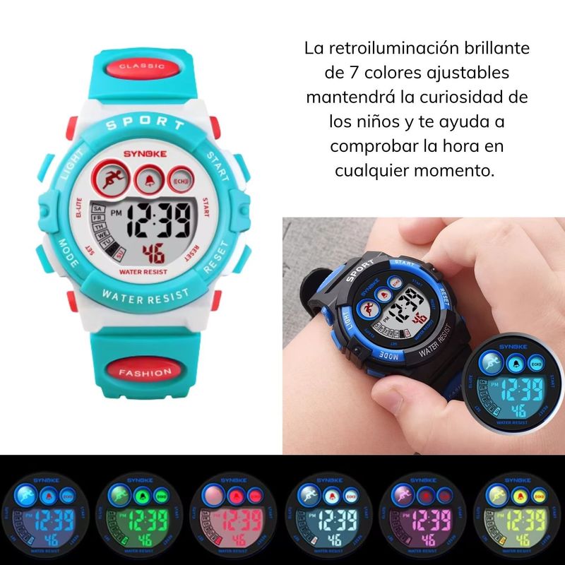 GENERICO - Reloj Para niño Deportivo Digital Resistente al Agua Synoke Azul