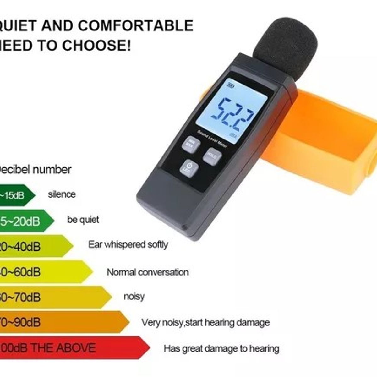 GENERICO - Medidor Sonido Ruido Sonómetro Decibelios digital portátil de alta precisión
