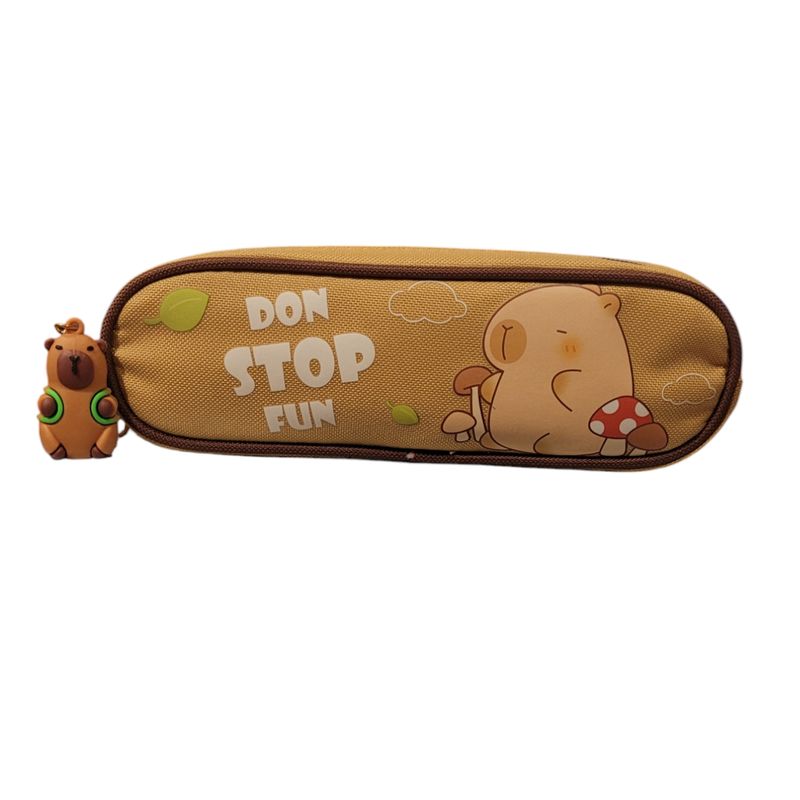GENERICO - Estuche Café Claro Capibara Con Llavero Kawaii De Capibara