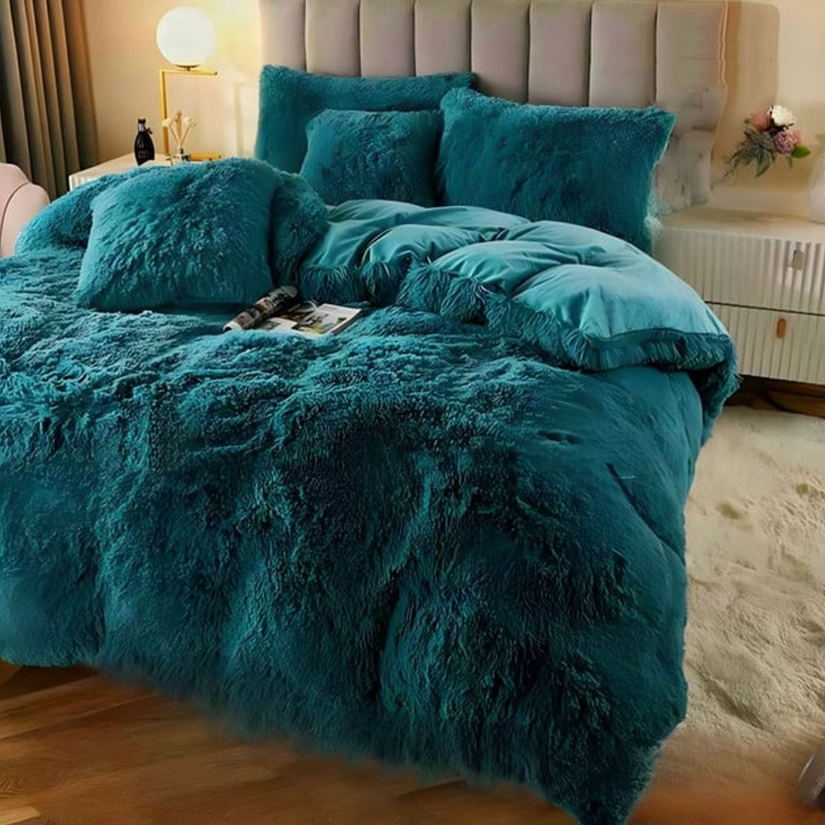 GENERICO - COBERTOR PELUDO CHIPORRO VERDE 2 PLAZAS +2 FUNDAS DE ALMOHADA