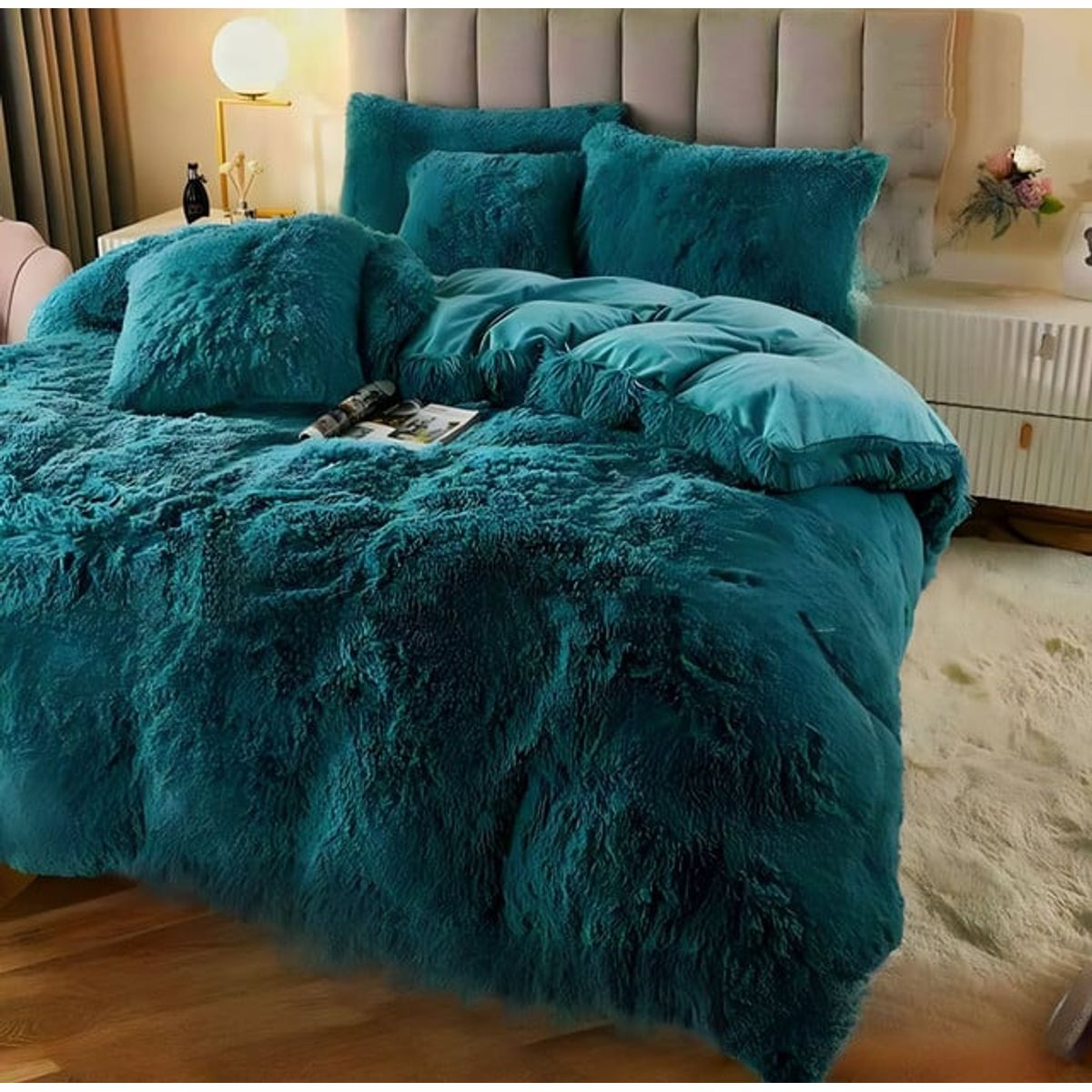 GENERICO - COBERTOR PELUDO CHIPORRO VERDE 2 PLAZAS +2 FUNDAS DE ALMOHADA