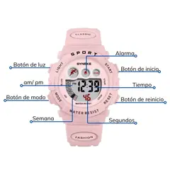 GENERICO - Reloj Para niño Deportivo Digital Resistente al Agua Synoke Rosa