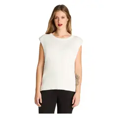 LORENZO DI PONTTI - Polera Lanialla Escote Redondo Sin Mangas Crudo