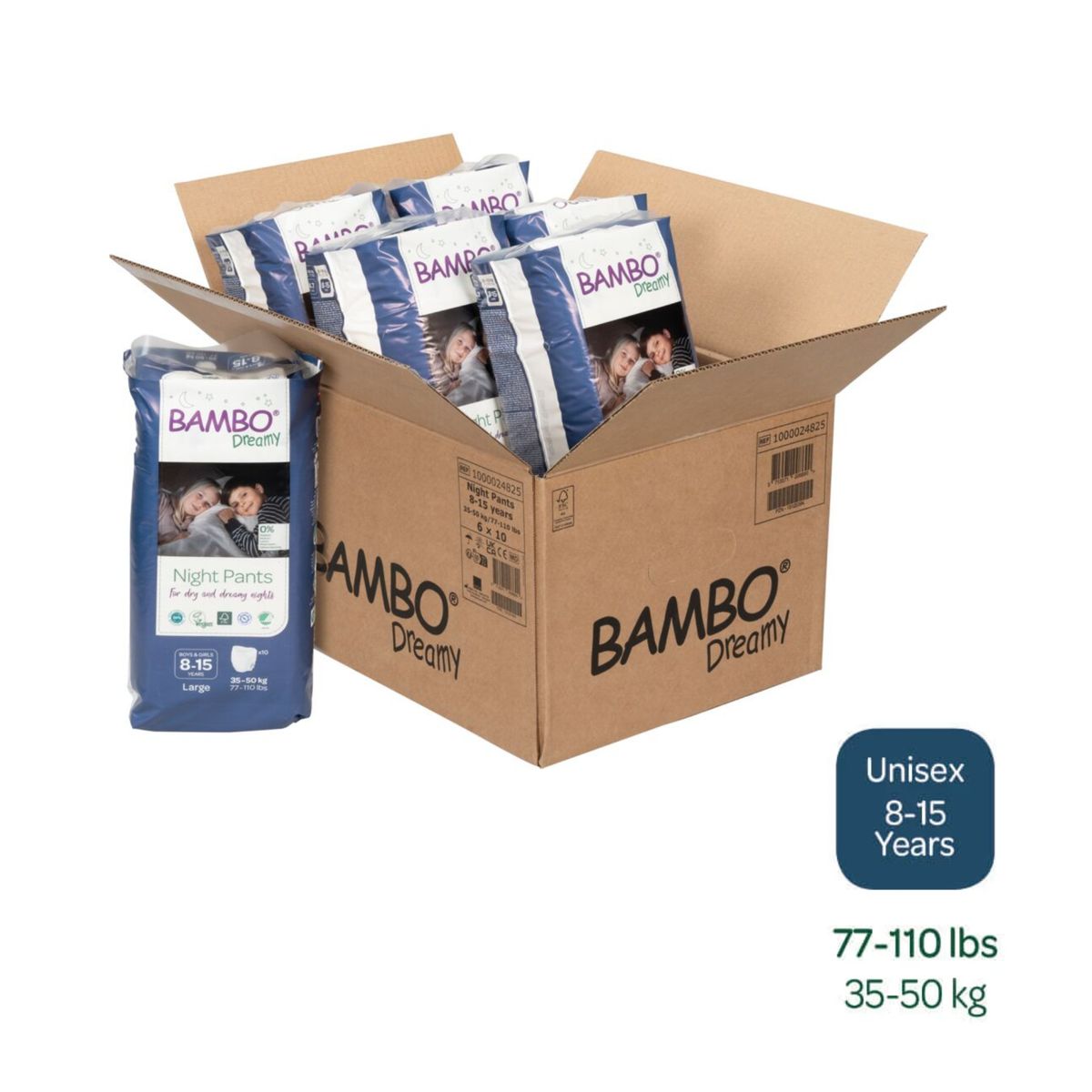 BAMBO NATURE - Caja Pañal Ecológico Bambo Dreamy 8-15 años 60Unid Pants