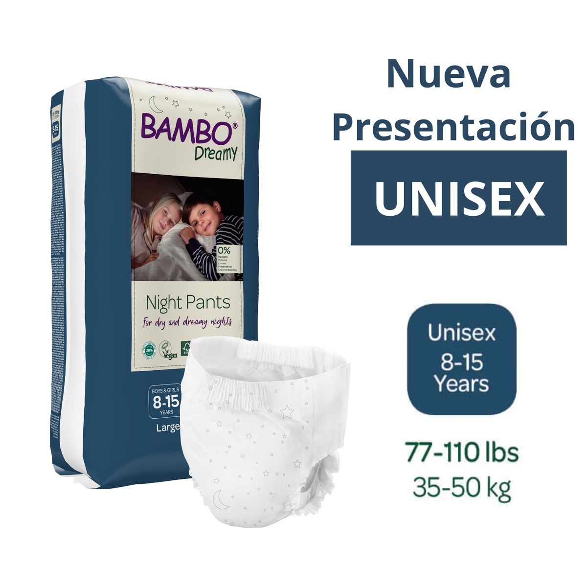 BAMBO NATURE - Caja Pañal Ecológico Bambo Dreamy 8-15 años 60Unid Pants