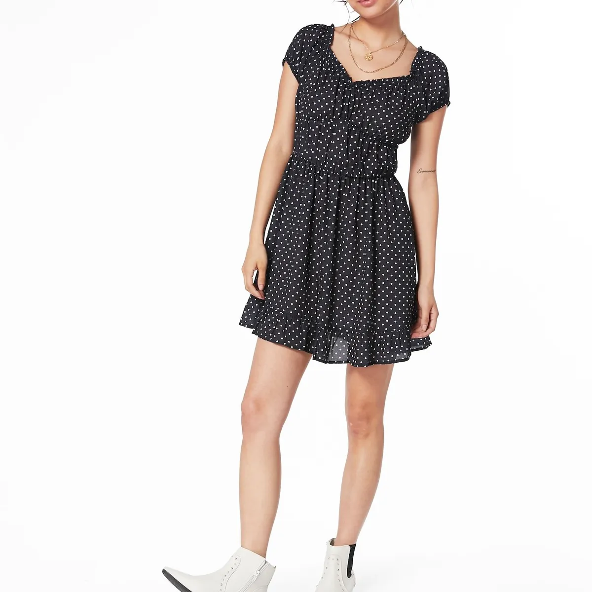 EFESIS - VESTIDO ROCHE BARDOT ESPALDA ELASTICADA NEGRO - Negro