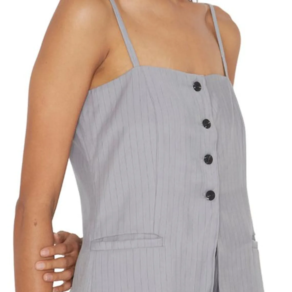 JACINTA TIENDA - Polera Oxford gris Jacinta Tienda