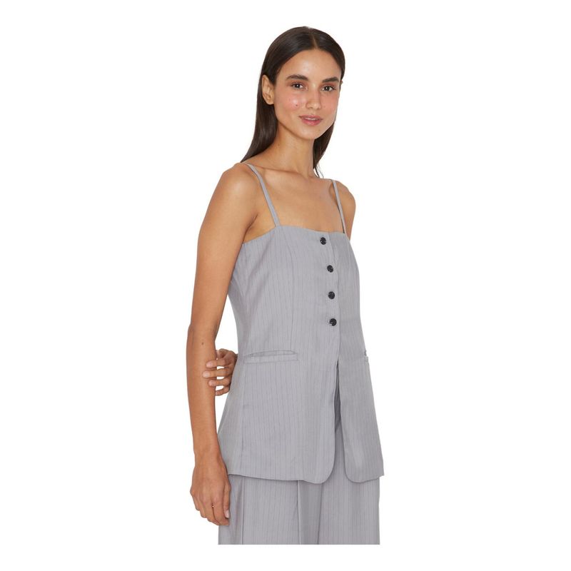 JACINTA TIENDA - Polera Oxford gris Jacinta Tienda