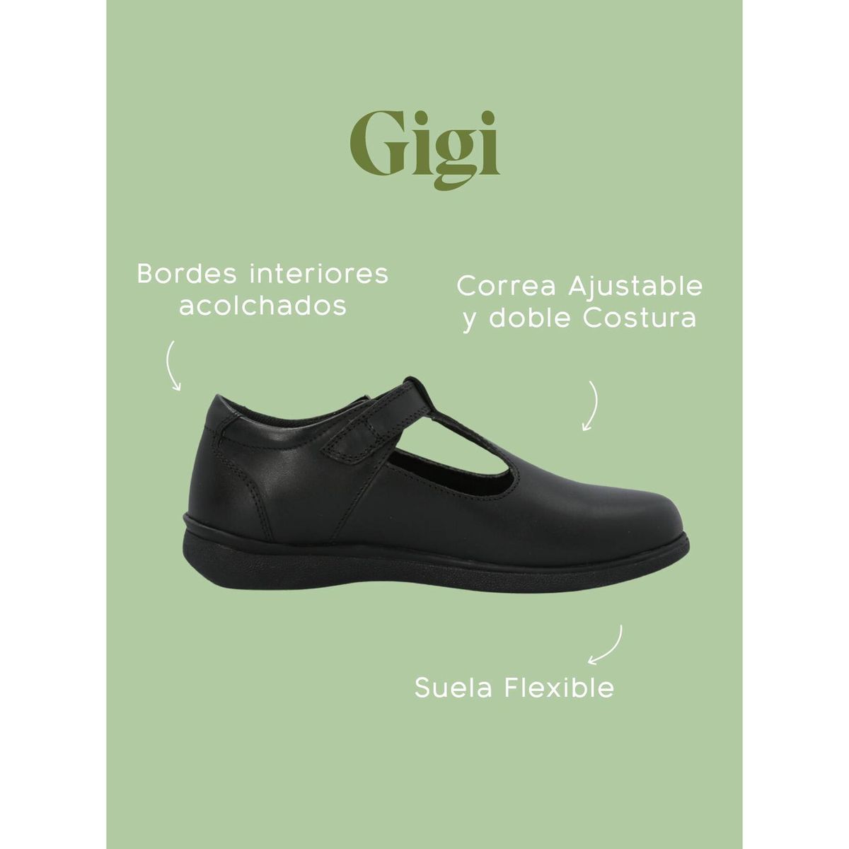 HUSH PUPPIES - Guillermina Escolar Cuero Negra Niña Gigi HUSH PUPPIES