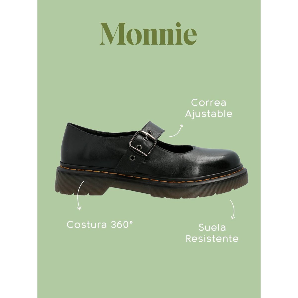 HUSH PUPPIES - Guillermina Escolar Cuero Negra Niña Moon HUSH PUPPIES