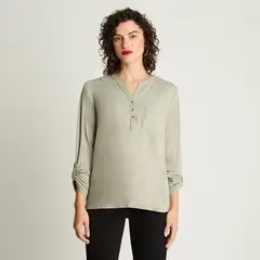 CURVI - Polera Manga Larga Cuello Mao Menta