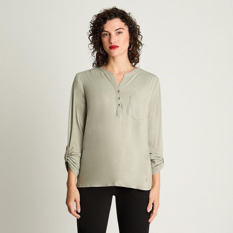 CURVI - Polera Manga Larga Cuello Mao Menta