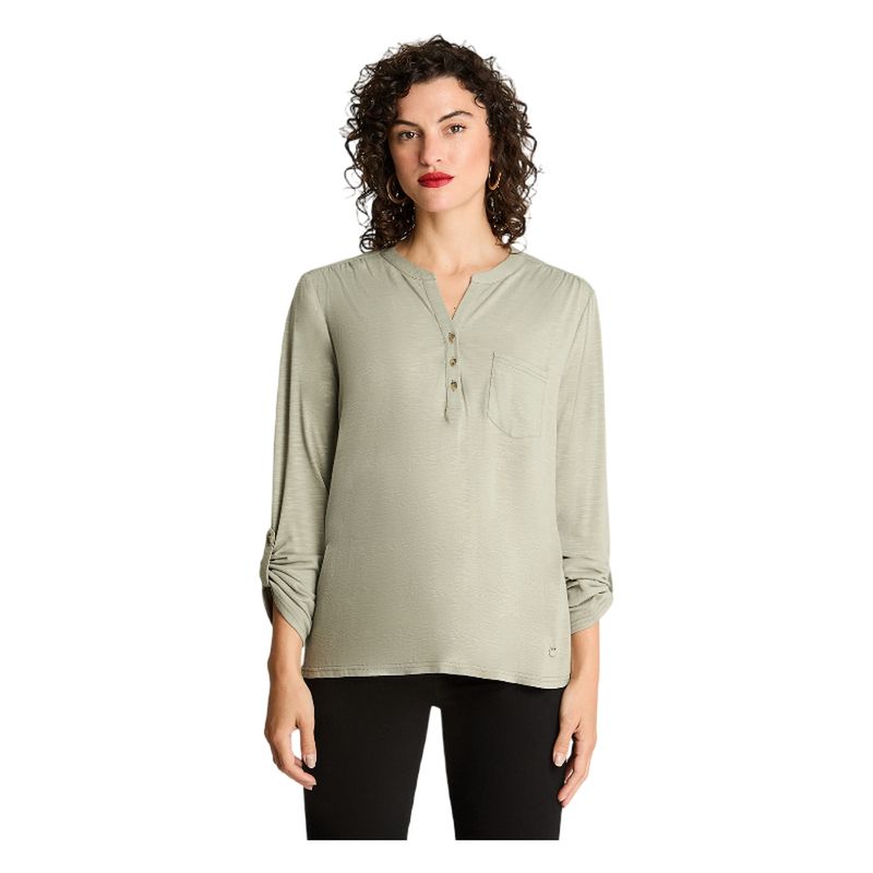 CURVI - Polera Manga Larga Cuello Mao Menta