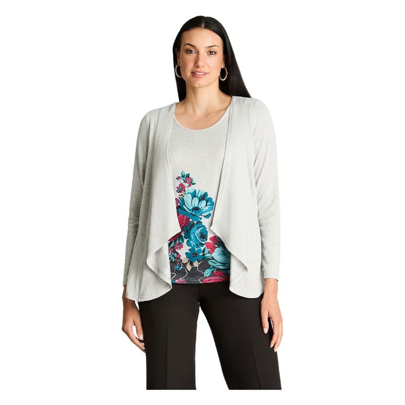 LORENZO DI PONTTI - Polera Manga Larga Lanialla Twin Set Con Capa Gris