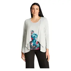LORENZO DI PONTTI - Polera Manga Larga Lanialla Twin Set Con Capa Gris