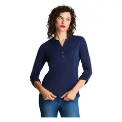 CURVI - Polera Manga Larga Cuello Mao Azul