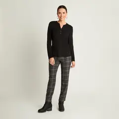 CURVI - Polera Manga Larga Cuello Mao Negro