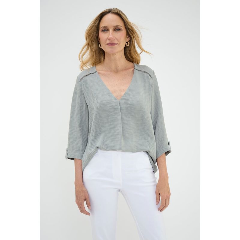 MA GRIFFE - Blusa Manga Larga Avellana Mujer Magriffe