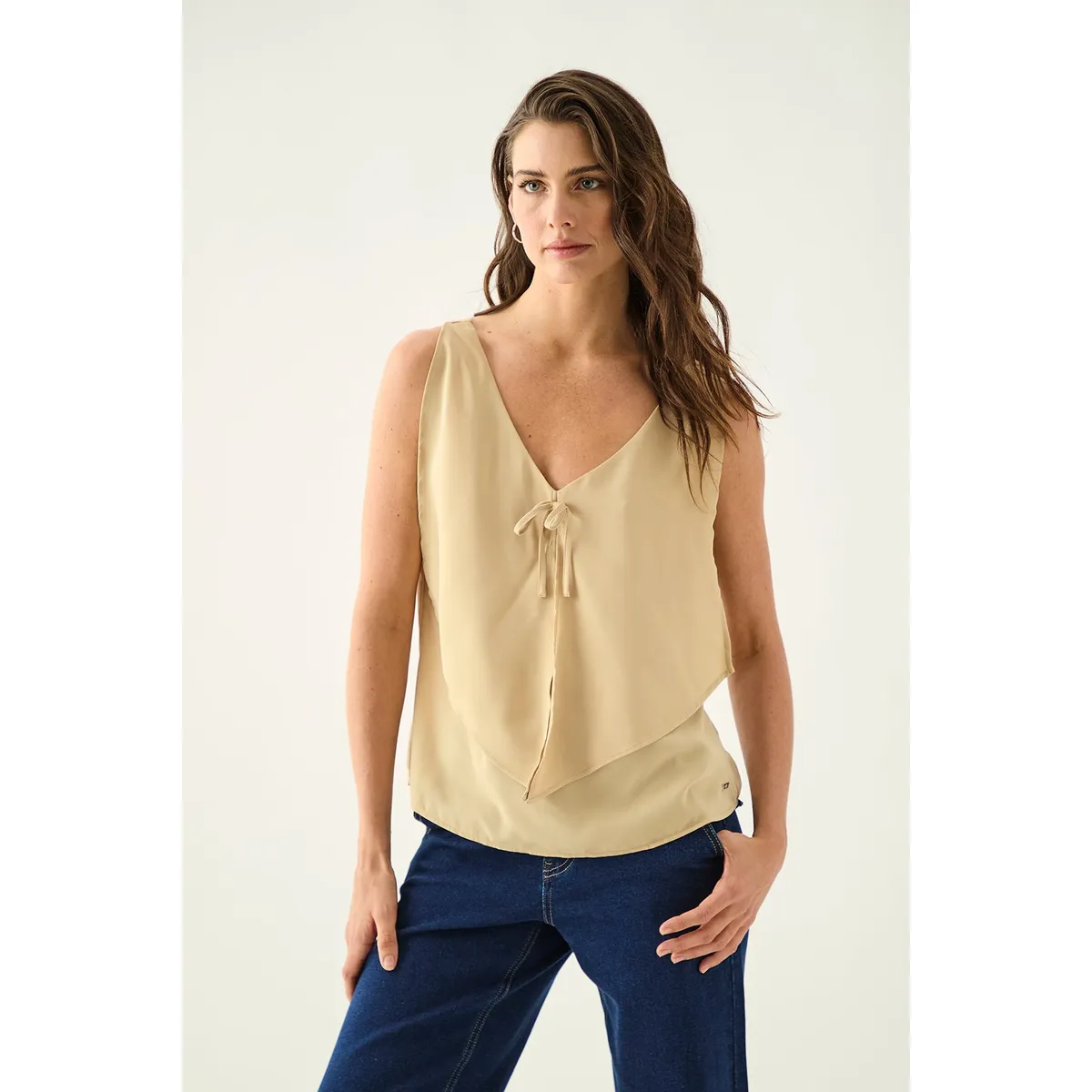 ASH - Blusa Sin Mangas Beige Mujer Ash