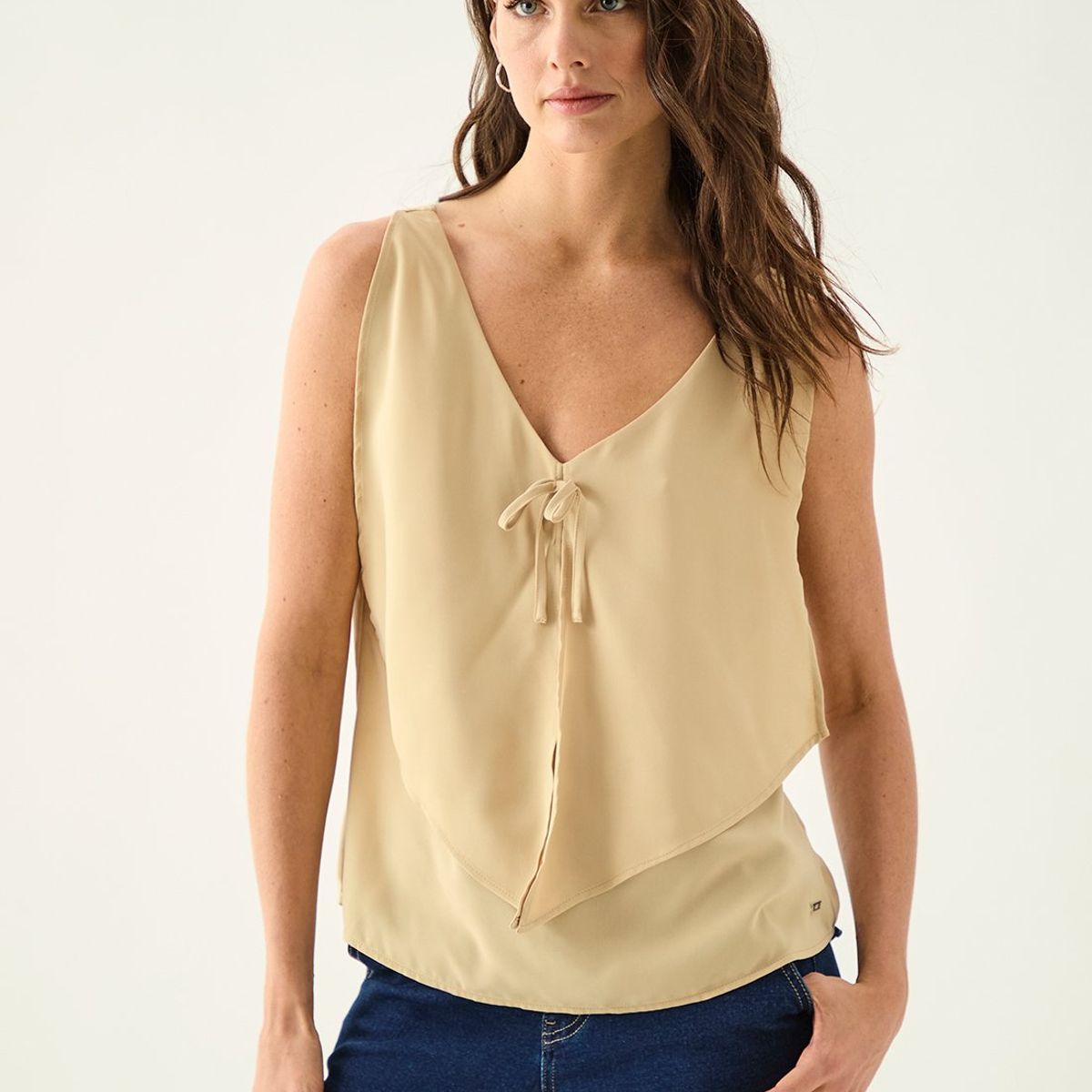 ASH - Blusa Sin Mangas Beige Mujer Ash