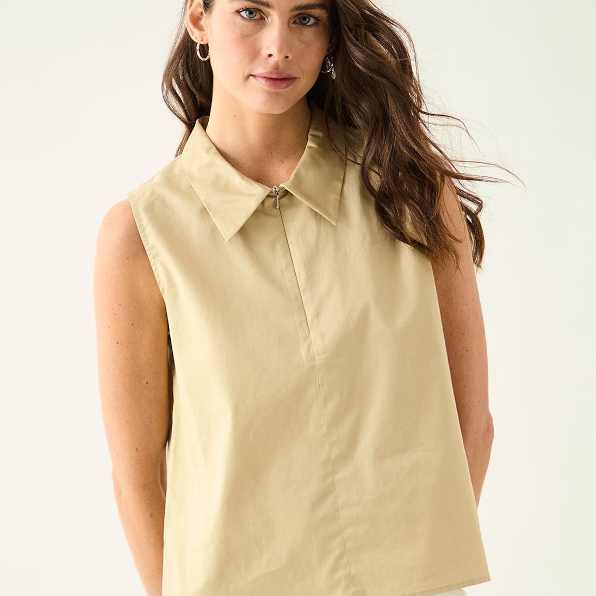 ASH - Blusa Sin Mangas Beige Mujer Ash