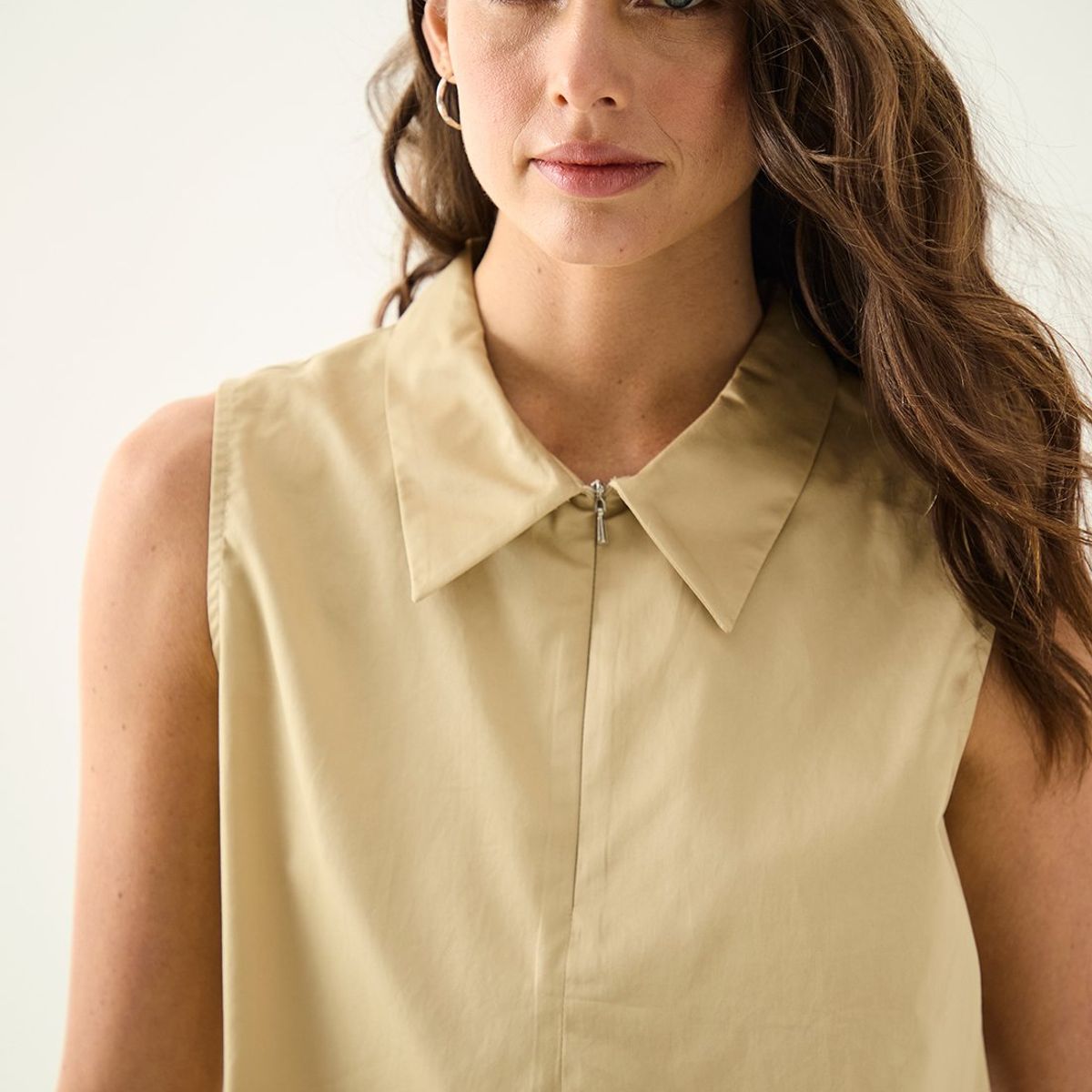 ASH - Blusa Sin Mangas Beige Mujer Ash