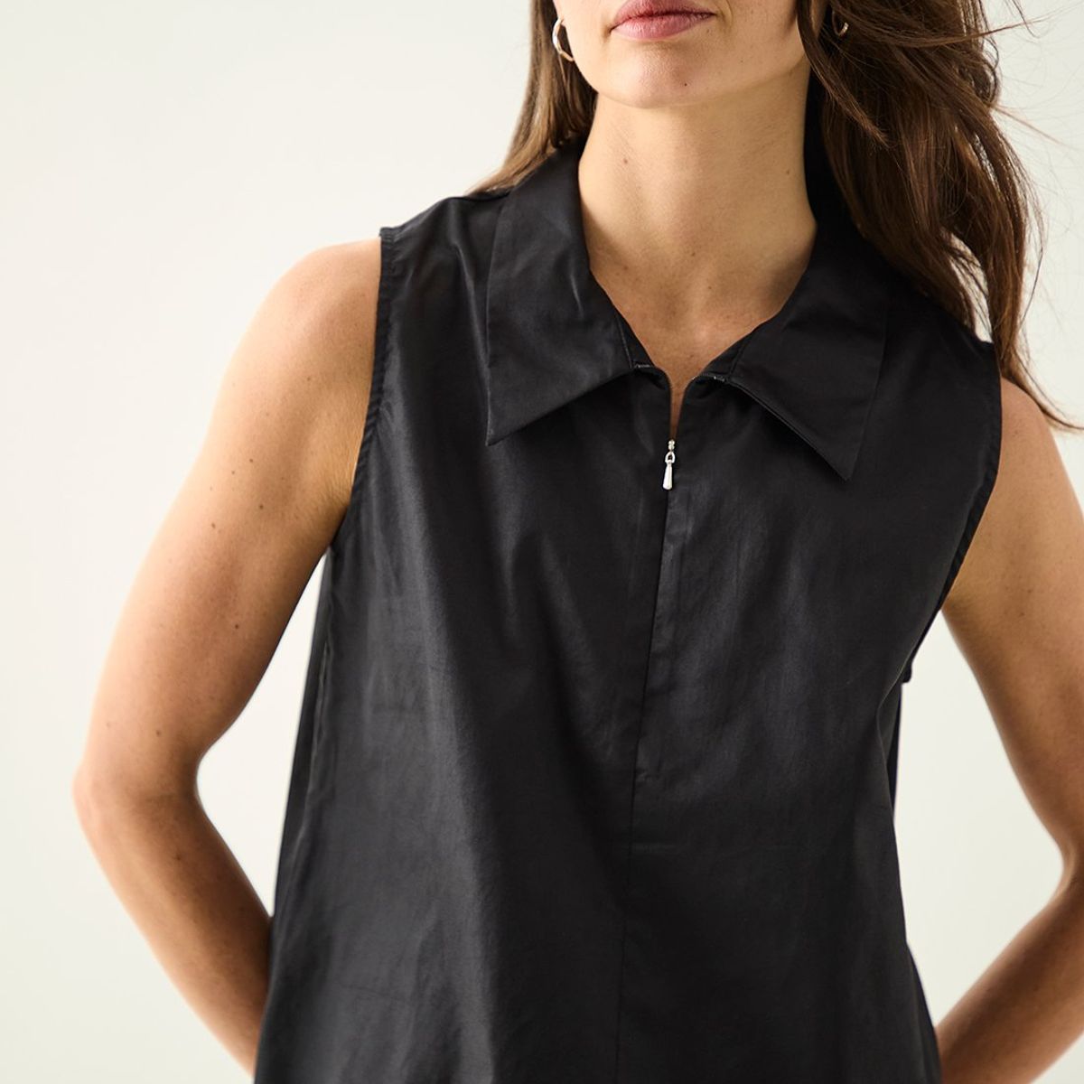 ASH - Blusa Sin Mangas Negro Mujer Ash