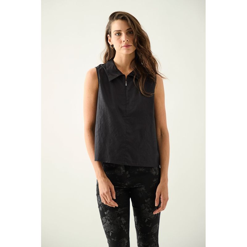 ASH - Blusa Sin Mangas Negro Mujer Ash