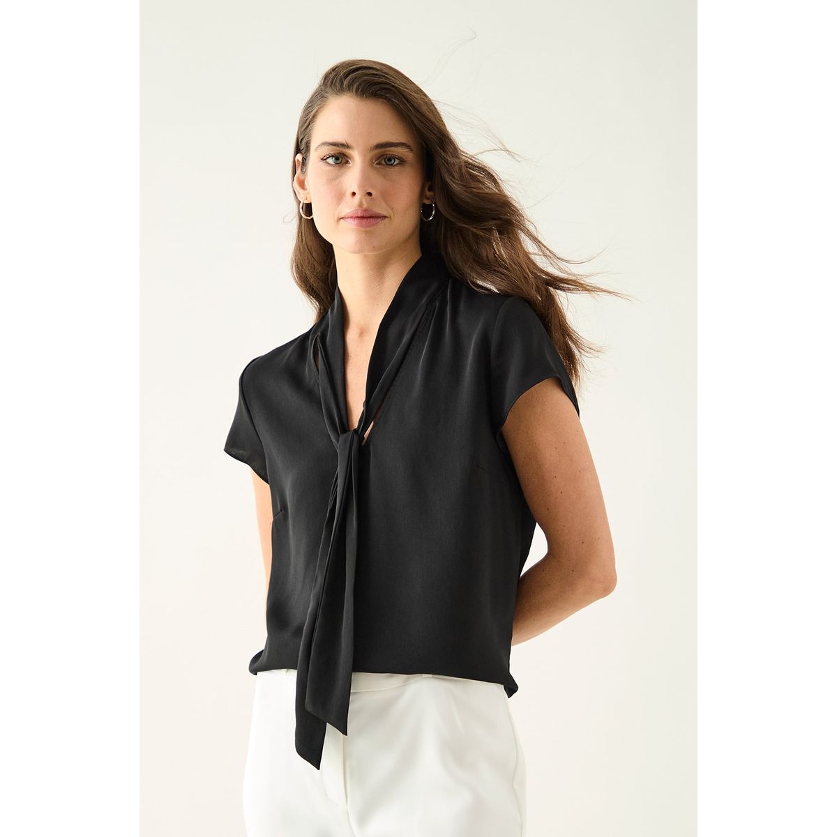 ASH - Blusa Manga Corta Negro Mujer Ash