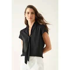 ASH - Blusa Manga Corta Negro Mujer